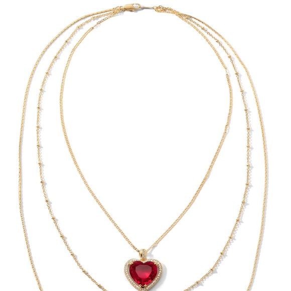New Vanessa Mooney THE CORA HEART NECKLACE Triple Chain Necklace set - Picture 3 of 3